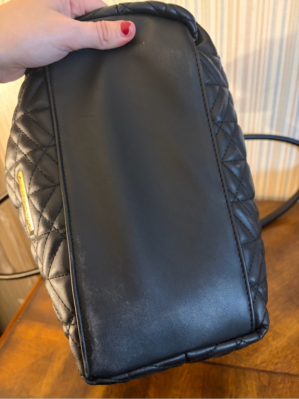 Betsey Johnson Black Quilted Chain Tote Bag - Picture 8 of 8